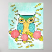 Poster Chouette Jardin Forêt Aquarelle Encre Imprimer (Devant)