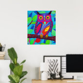 Poster Chouette lunaire aux plumes colorées (Bureau à domicile)