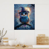 Poster Chouette lunaire en sorcière Casquette avec Pleine (Cuisine)