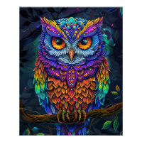 Chouette mignonne Colorful Oiseau Abstrait Animal