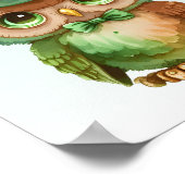 Poster Chouette mignonne dans un chapeau vert (Coin)