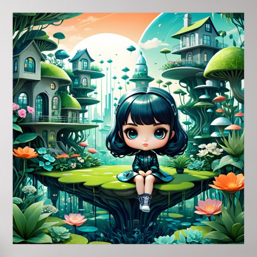 Poster Chouette mignonne en Béanie colorée (Devant)