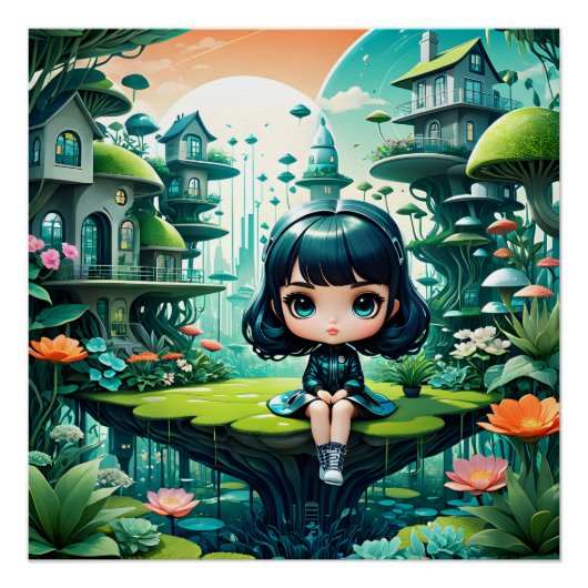 Poster Chouette mignonne en Béanie colorée (Devant)