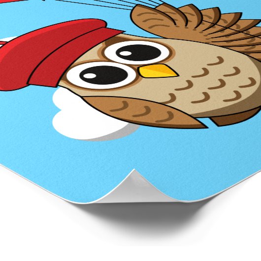 Poster Chouette mignonne volant avec des ballons de coeur (Coin)