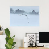 Poster Chouette Neige En Vol En Hiver (Bureau à domicile)