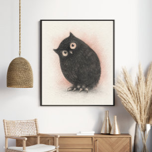 Poster Chouette noire fantaisiste Charbon curieux