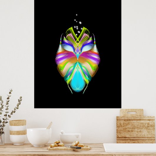 Poster Chouette Oracle noire et multicouleur (Cuisine)