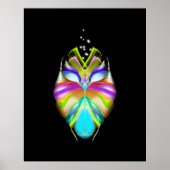 Poster Chouette Oracle noire et multicouleur (Devant)
