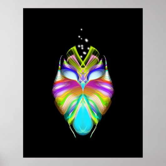 Poster Chouette Oracle noire et multicouleur (Devant)