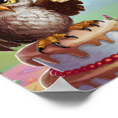 Poster Chouette portant un casquette d'anniversaire debou (Coin)