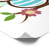 Poster Chouette pouponnière d'art bébé avec maman papa (Coin)