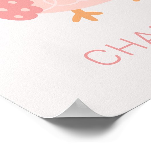 Poster 'Chouette rose', mignonne customisée (Coin)