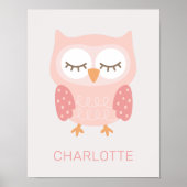 Poster 'Chouette rose', mignonne customisée (Devant)