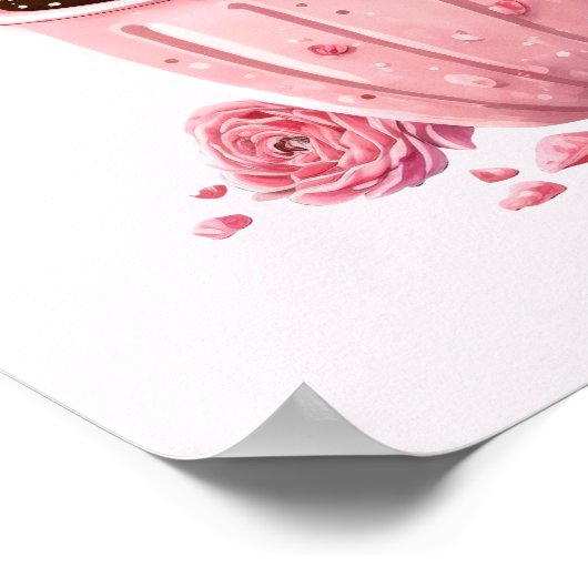 Poster Chouette rose mignonne en coupe (Coin)