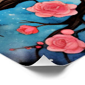 Poster Chouette rose, Pleine lune (Coin)