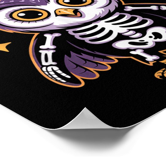 Poster Chouette Squelette Cute Halloween Conception Pour  (Coin)