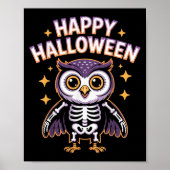 Poster Chouette Squelette Cute Halloween Conception Pour  (Devant)