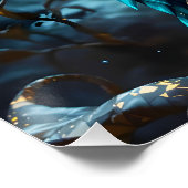 Poster Chouette Turquoise en laiton Imaginaire (Coin)