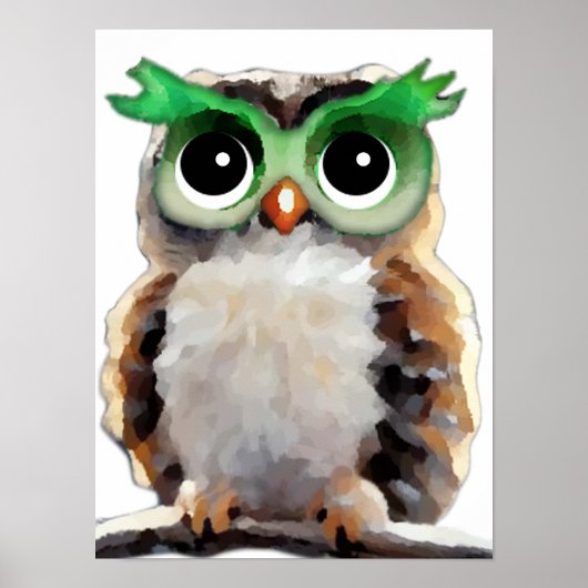 Poster Chouette verte mignonne (Devant)