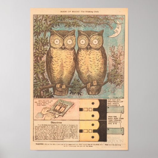 Poster Chouette vintage embarcation automnale (Devant)