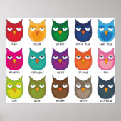 Poster Chouettes colorées / Chouettes colorées (Devant)