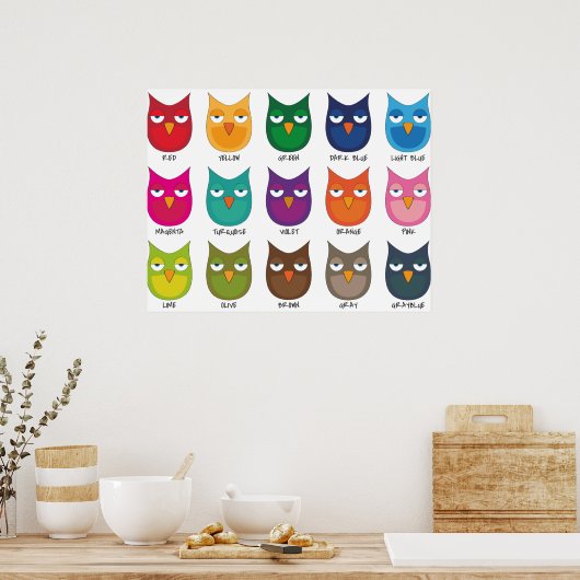 Poster Chouettes colorées / Chouettes colorées (Cuisine)