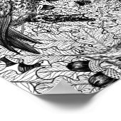 Poster Chouettes dans le chêne, noir et blanc (Coin)