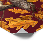 Poster Chouettes d'automne sur rouge foncé (Coin)