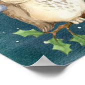 Poster Chouettes de Noël en Branche la nuit (Coin)