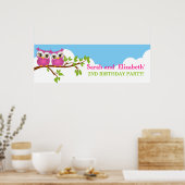 Poster Chouettes jumelles mignonnes sur la branche Filles (Cuisine)