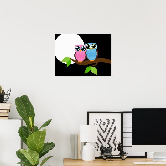Poster Chouettes romantiques douces (Bureau à domicile)