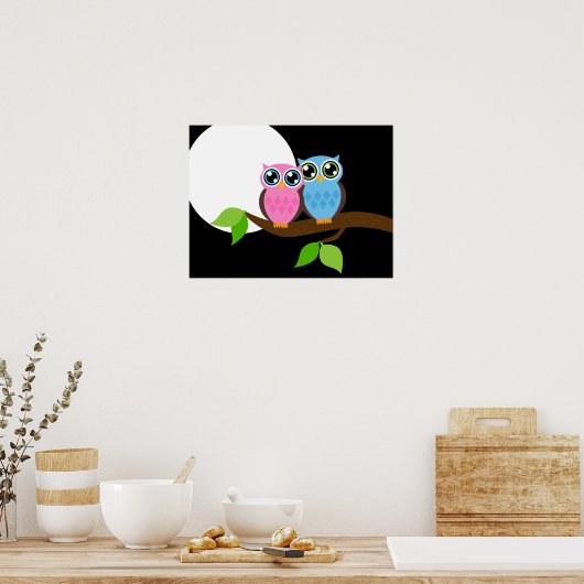 Poster Chouettes romantiques douces (Cuisine)