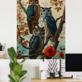 Poster Chouettes Vintages (Bureau à domicile)