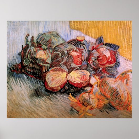 Poster Choux rouges et oignons par Vincent van Gogh (Devant)