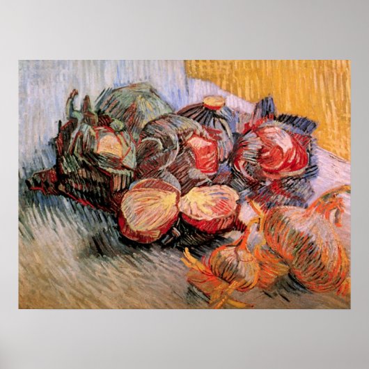 Poster Choux rouges et oignons par Vincent van Gogh (Devant)