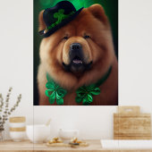 Poster Chow Chow Dog en tenue de la Saint Patrick (Cuisine)
