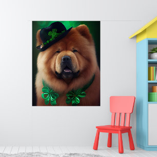 Poster Chow Chow Dog en tenue de la Saint Patrick