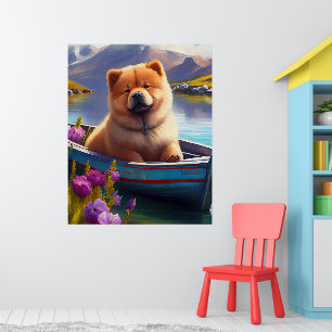 Poster Chow Chow sur une pagaie : une aventure Pittoresqu