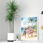 Poster Chowgirls côtières roses Île tropicale