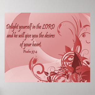 Poster chrétien avec la Bible Verse Psaume 37:4