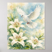 Poster Chrétien Colombe & Aquarelle de Lys (Devant)