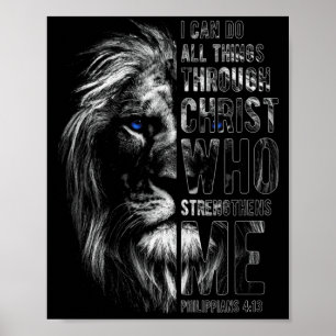Poster Chrétien Je peux faire toutes choses par le lion d