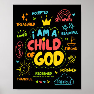 Poster Chrétien Je Suis Un Enfant De Dieu Jésus Foi Enfan