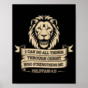 Poster Chrétiens Philippiens 4_13 Force Lion Religieux