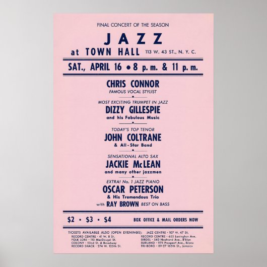 Poster Chris Connor - Dizzy Gillespie - John Coltrane (Devant)