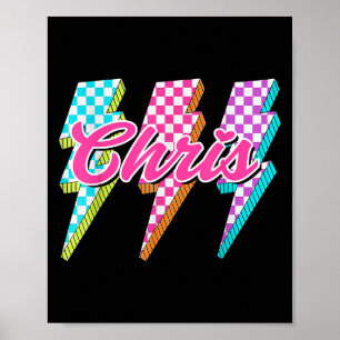 Poster Chris groovy éclair à carreaux J'aime Meme