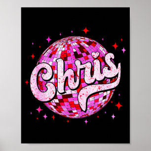 Poster Chris groovy prénom D J'aime les t-shirts Chris mè