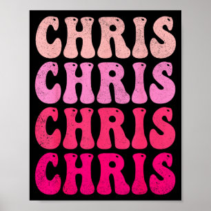 Poster Chris groovy prénom D J'aime les t-shirts Chris Me