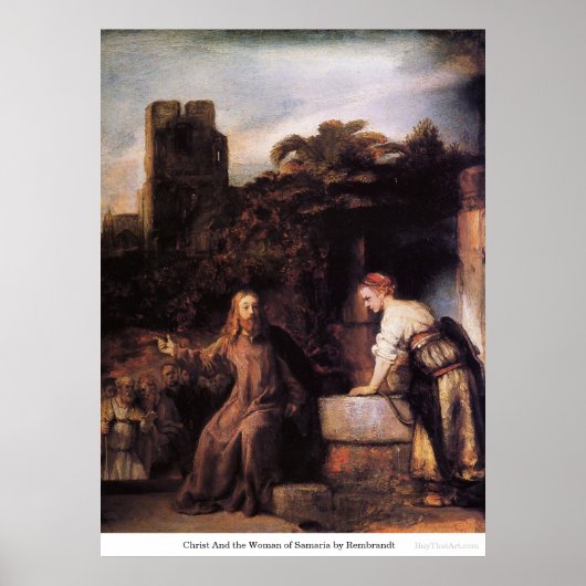Poster Christ And the Woman of Samaria by Rembrandt (Devant)