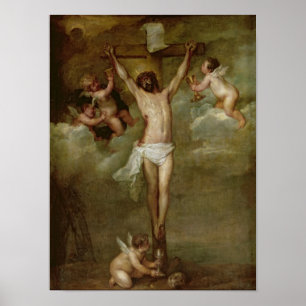 Poster Christ assisté par des anges tenant des chalices